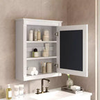 MAYEERTY Mobiletto da Bagno da 27 con Specchio, Armadietto dei Medicinali con Ripiano Regolabile in Altezza, Bianco