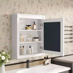 MAYEERTY Mobiletto da Bagno da 27 con Specchio, Armadietto dei Medicinali con Ripiano Regolabile in Altezza, Bianco