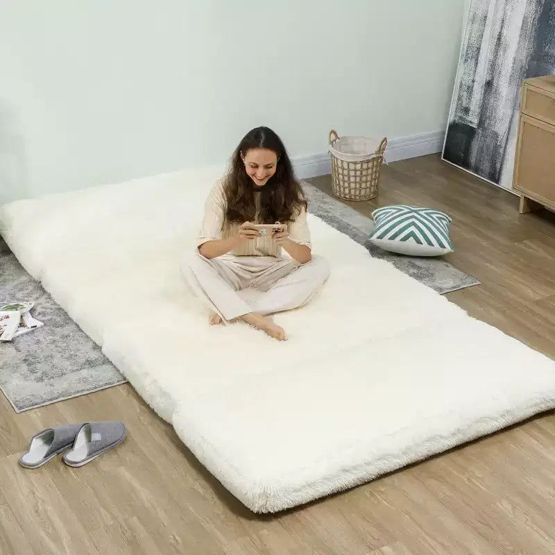 Divano a sacco a pavimento, materasso pieghevole in peluche, materasso a pavimento pieghevole largo, divano letto a muro con imbottitura in schiuma