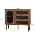 GDFStudio Delyra Credenza con accenti in legno e vetro in stile vintage, con 3 cassetti e 1 anta