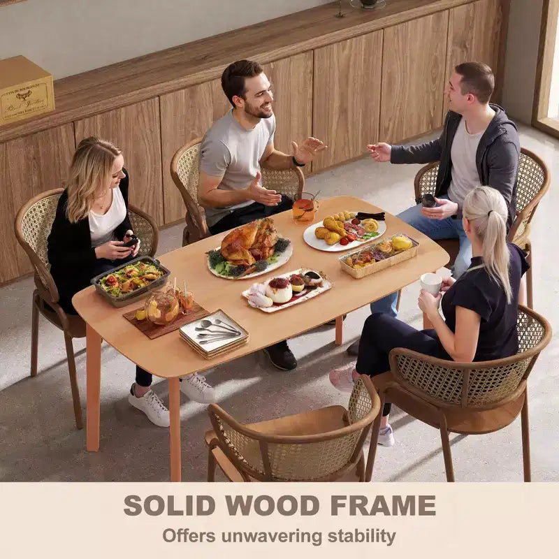Tavolo da Pranzo in Legno di Pino per 6 Persone, Tavolo da Cucina Rettangolare Rustico da 150 cm con Ampio Piano per Sala da Pranzo