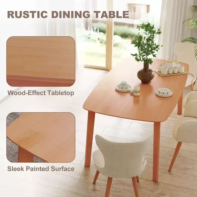 Tavolo da Pranzo in Legno di Pino per 6 Persone, Tavolo da Cucina Rettangolare Rustico da 150 cm con Ampio Piano per Sala da Pranzo