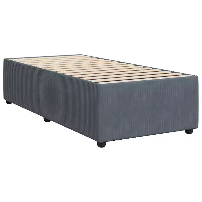 Struttura letto in velluto grigio scuro (100% poliestere), compensato, legno ingegnerizzato