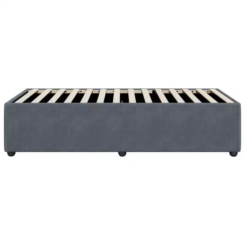 Struttura letto in velluto grigio scuro (100% poliestere), compensato, legno ingegnerizzato