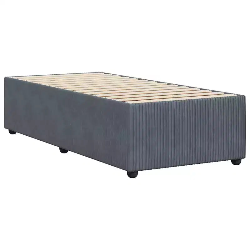 Struttura letto in velluto grigio scuro (100% poliestere), compensato, legno ingegnerizzato