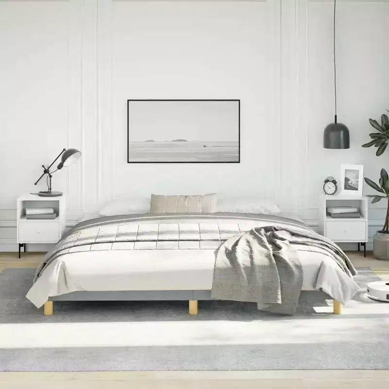 Struttura letto Grigio chiaro 100% poliestere, compensato, legno ingegnerizzato King
