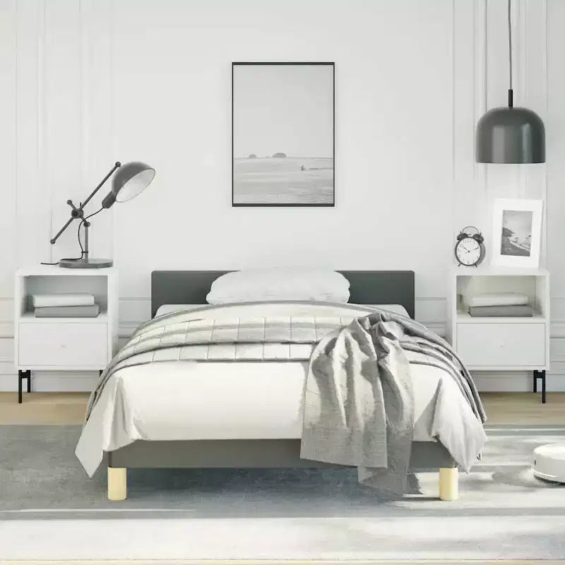 Bed Frame With Headboard Dark Grey 100% Polyester Twin XL
