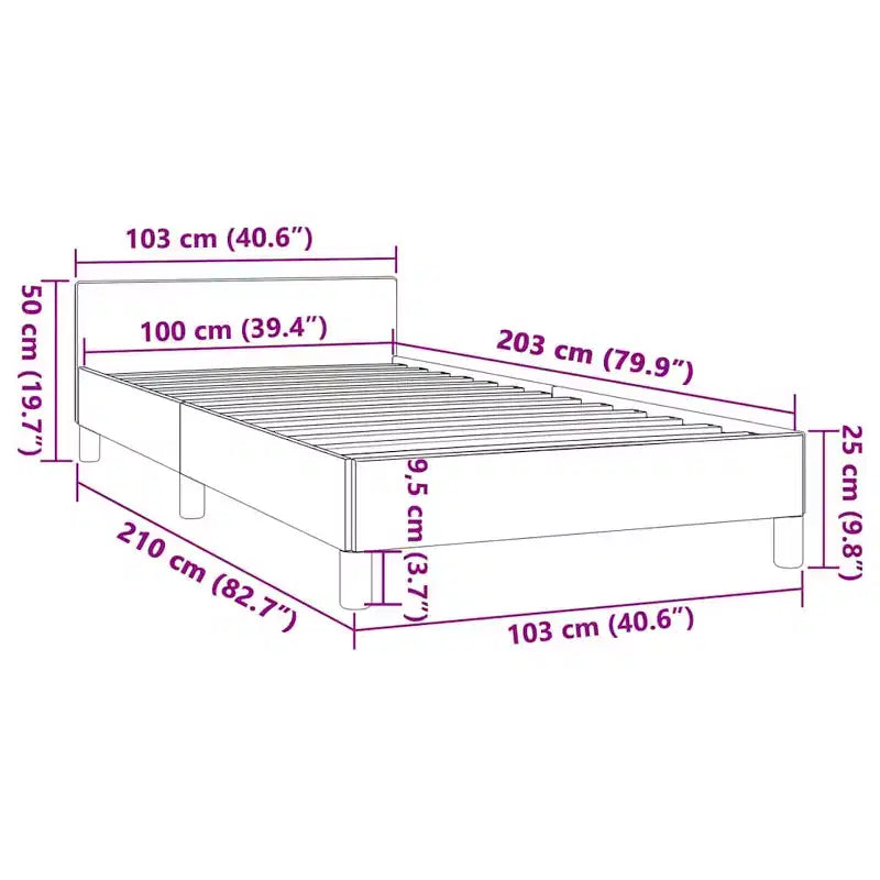 Struttura Letto con Testiera Grigio Scuro 100% Poliestere Twin XL