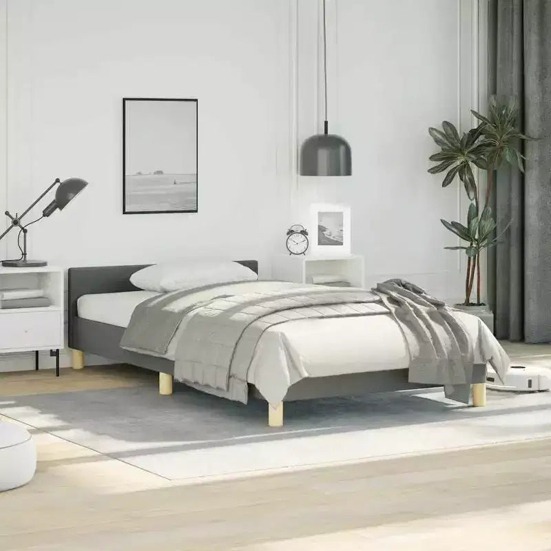 Struttura Letto con Testiera Grigio Scuro 100% Poliestere Twin XL