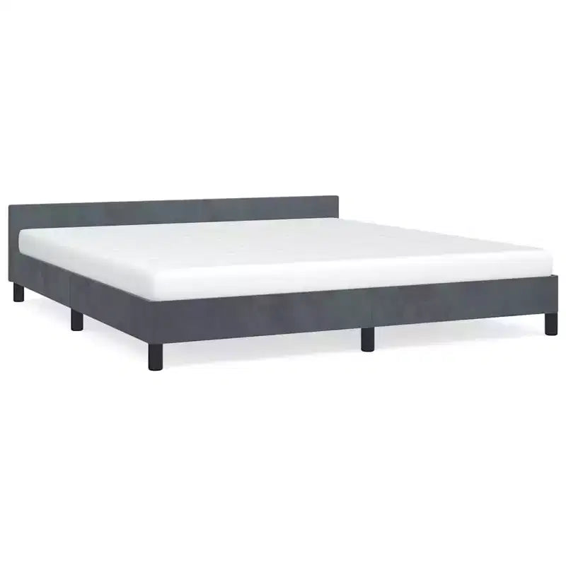 Struttura letto con testiera in velluto grigio scuro California King moderna