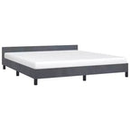 Struttura letto con testiera in velluto grigio scuro California King moderna