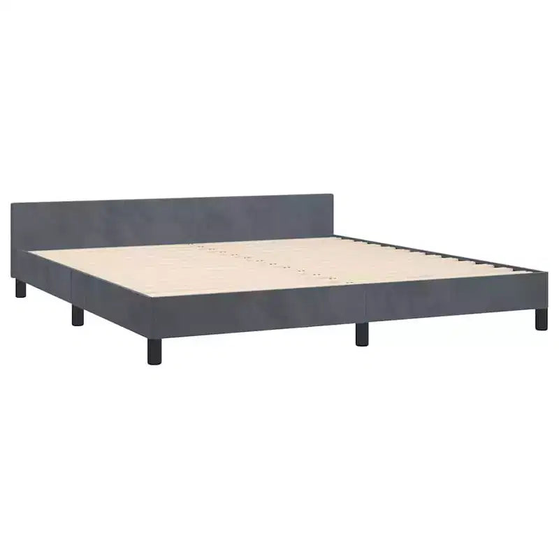 Struttura letto con testiera in velluto grigio scuro California King moderna