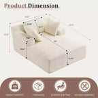 Poltrona con penisola Efomao 66inx48in, sedia lunga da interno moderna imbottita in velluto a coste, divano letto a seduta profonda con braccioli, nessun assemblaggio richiesto, beige