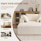 Poltrona con penisola Efomao 66inx48in, sedia lunga da interno moderna imbottita in velluto a coste, divano letto a seduta profonda con braccioli, nessun assemblaggio richiesto, beige