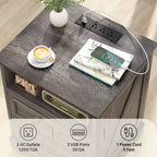 Besiost Farmhouse Armadio Contenitore Set di 2, Comodini con Stazione di Ricarica e Cassetto