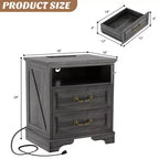 Besiost Farmhouse Armadio Contenitore Set di 2, Comodini con Stazione di Ricarica e Cassetto