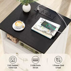 Besiost Farmhouse Armadio Contenitore Set di 2, Comodini con Stazione di Ricarica e Cassetto