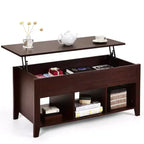 Costway Lift Top Coffee Table with Lower Shelf and Hidden Storage Indoor Furniture Brown