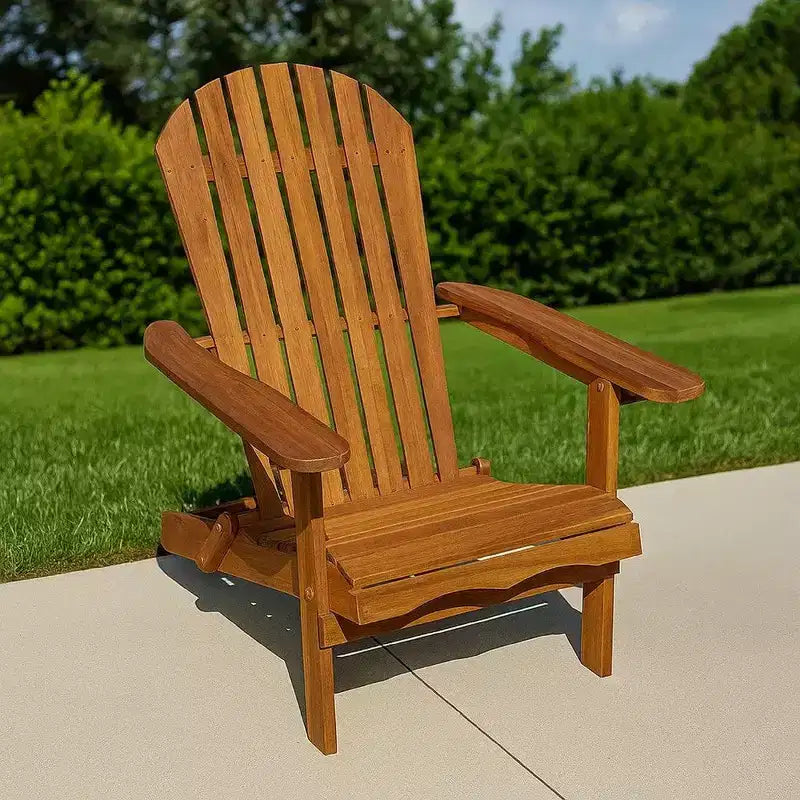 Sedia Adirondack da esterno Royal Hampton, schienale a doghe, legno marrone naturale
