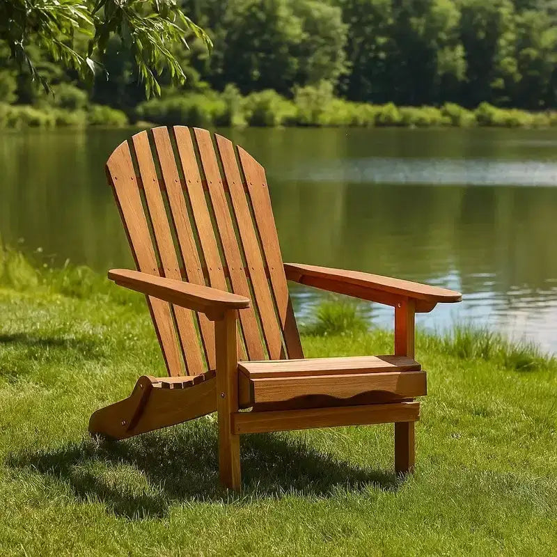 Sedia Adirondack da esterno Royal Hampton, schienale a doghe, legno marrone naturale