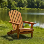 Sedia Adirondack da esterno Royal Hampton, schienale a doghe, legno marrone naturale