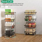 Cesto di frutta a 4 ripiani, carrello da cucina con ruote per riporre frutta, patate, cipolle, snack, verdure, pane, prodotti freschi