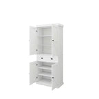 Dispensa da Cucina Autoportante MAYEERTY Bianca 71, 4 Ante 1 Cassetto 2 Ripiani Regolabili
