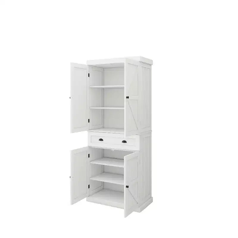 Dispensa da Cucina Autoportante MAYEERTY Bianca 71, 4 Ante 1 Cassetto 2 Ripiani Regolabili
