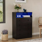 Modern 4-Drawer Slim Dresser with USB Ports, Wood Storage Cabinet for Bedroom & Closet, Space-Saving Chest of Drawers