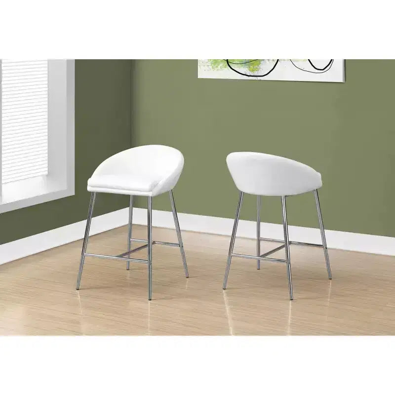 Okak Counter Stools Set of 2, Contemporary Bar Chairs with Chrome Metal Frame, Modern Upholstery Counter Height Seating for Kitchen Island