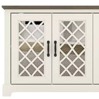 Mobile porta TV Galano con specchio, 4 ante e vano portaoggetti a scomparsa 59,6 L 15,7 P 29,3 H