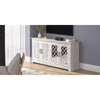 Mobile porta TV Galano con specchio, 4 ante e vano portaoggetti a scomparsa 59,6 L 15,7 P 29,3 H