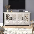 Galano Mirrored 4-Door TV Stand with Concealed Storage 59.6 W  15.7 D  29.3 H