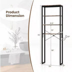 Scaffale da bagno sopra il WC a 4 ripiani, organizer industriale con porta carta igienica e gancio, multifunzionale autoportante