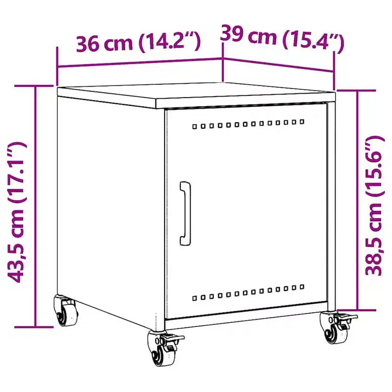 vidaXL Comodino Acciaio Laminato a Freddo 36 x 39 x 43,5 cm