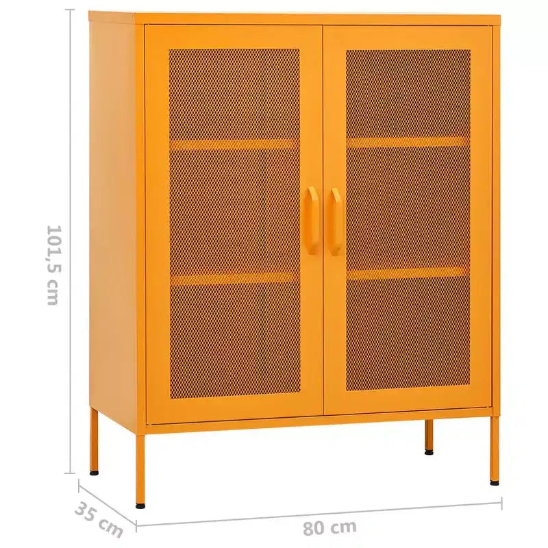 vidaXL Mobile Contenitore Giallo Senape Acciaio 80x35x101 cm