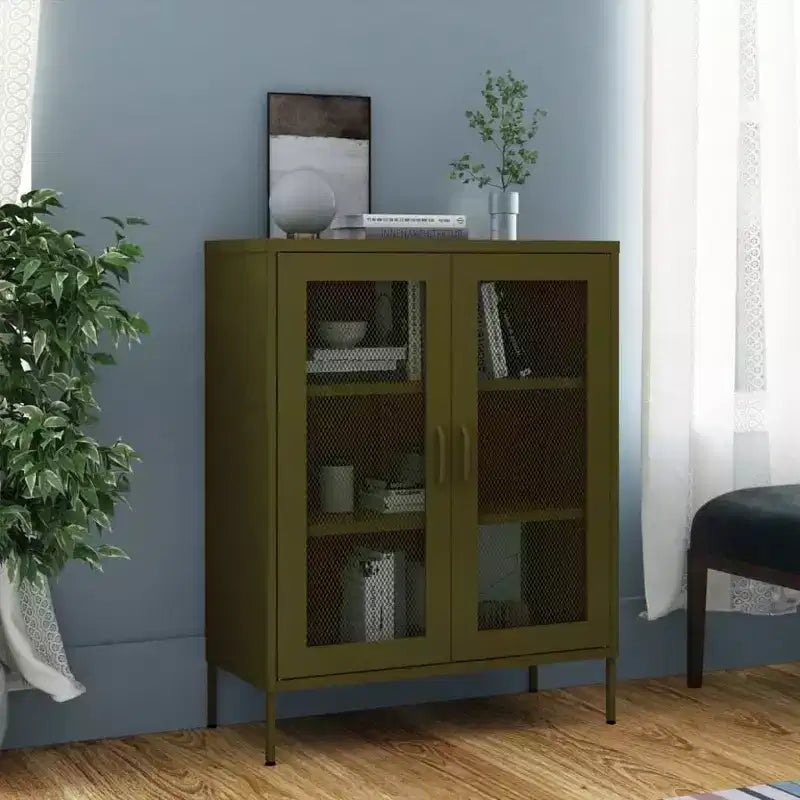 vidaXL Mobile Contenitore Giallo Senape Acciaio 80x35x101 cm