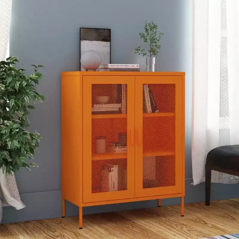 vidaXL Mobile Contenitore Giallo Senape Acciaio 80x35x101 cm
