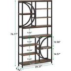 Lantine Bookshelf, Librerie Etagere Industriali a 8 Livelli, Scaffali per Libri da Esposizione Alti 77 Pollici, Scaffale in Legno con Struttura in Metallo per Ufficio Domestico