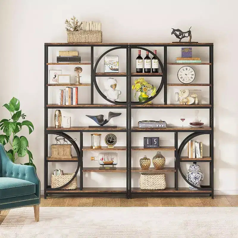 Lantine Bookshelf, Librerie Etagere Industriali a 8 Livelli, Scaffali per Libri da Esposizione Alti 77 Pollici, Scaffale in Legno con Struttura in Metallo per Ufficio Domestico
