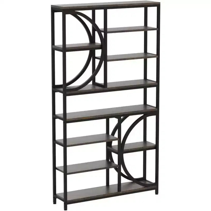 Lantine Bookshelf, Librerie Etagere Industriali a 8 Livelli, Scaffali per Libri da Esposizione Alti 77 Pollici, Scaffale in Legno con Struttura in Metallo per Ufficio Domestico