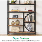 Lantine Bookshelf, Librerie Etagere Industriali a 8 Livelli, Scaffali per Libri da Esposizione Alti 77 Pollici, Scaffale in Legno con Struttura in Metallo per Ufficio Domestico