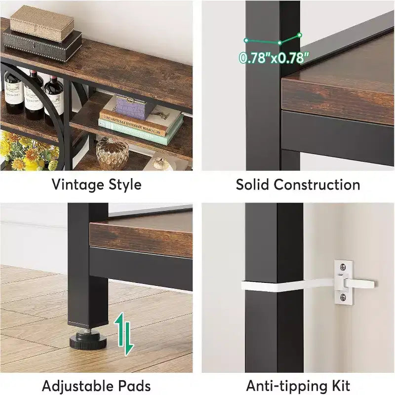 Lantine Bookshelf, Librerie Etagere Industriali a 8 Livelli, Scaffali per Libri da Esposizione Alti 77 Pollici, Scaffale in Legno con Struttura in Metallo per Ufficio Domestico