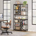 Lantine Bookshelf, Librerie Etagere Industriali a 8 Livelli, Scaffali per Libri da Esposizione Alti 77 Pollici, Scaffale in Legno con Struttura in Metallo per Ufficio Domestico
