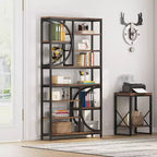 Lantine Bookshelf, Librerie Etagere Industriali a 8 Livelli, Scaffali per Libri da Esposizione Alti 77 Pollici, Scaffale in Legno con Struttura in Metallo per Ufficio Domestico