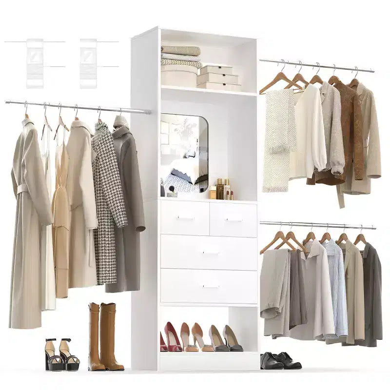 Besiost 25 - Sistema per Armadio con Specchio 96 W, Organizer per Armadio con Ripiani