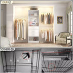 Besiost 25 - Sistema per Armadio con Specchio 96 W, Organizer per Armadio con Ripiani