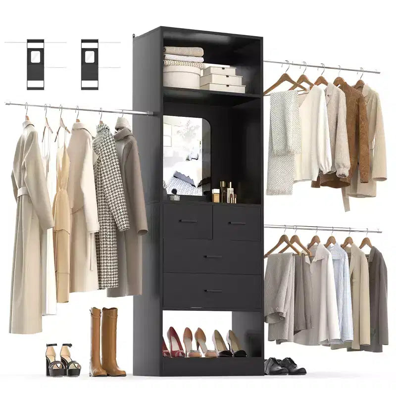 Besiost 25 - Sistema per Armadio con Specchio 96 W, Organizer per Armadio con Ripiani