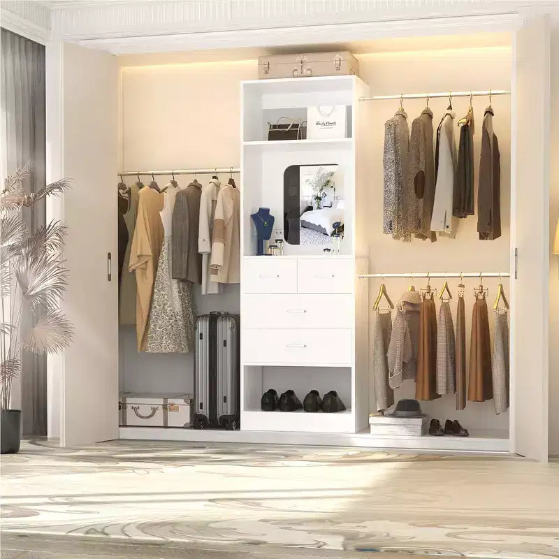Besiost 25 - Sistema per Armadio con Specchio 96 W, Organizer per Armadio con Ripiani