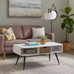 Tavolo Royal Hampton con piano in melaminico e 1 cassetto, bianco